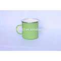 Lovely printing carbon steel enamel mug with coating high quality and colorful decal